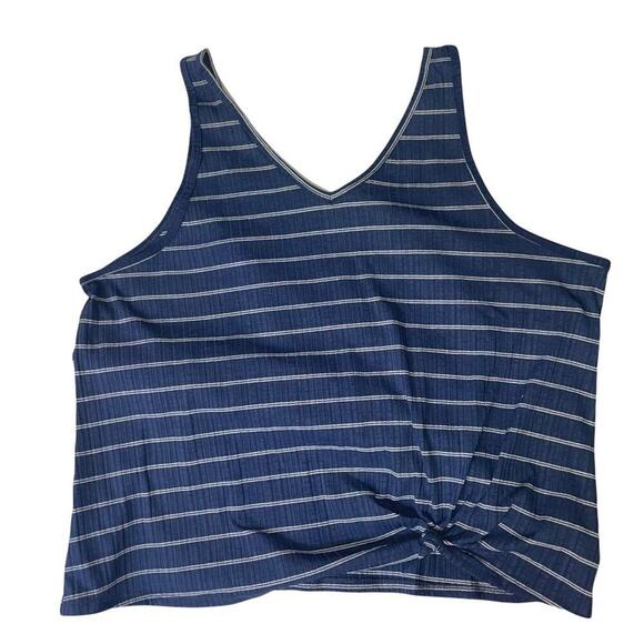 Juniors' Plus Size top SO Knot Front Double V Tank size 
2X, Blue Striped NEW - Picture 5 of 9